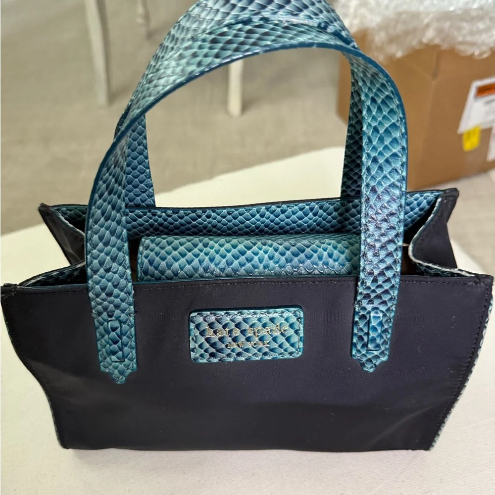 Kate Spade Black mini Tote with Teal Accents